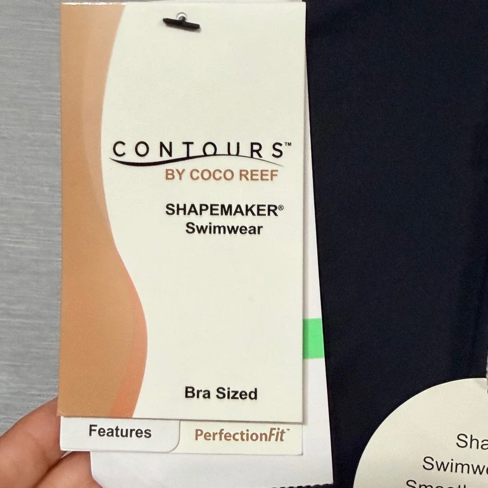 Contours by Coco Reef Shapemaker Black One Piece Swimsuit Sarong Tie 10/34C NEW